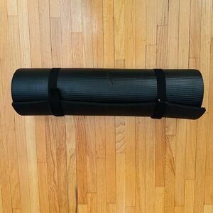 Valeo Foam Black Exercise Yoga Thick Ribbed Smooth Sides Mat